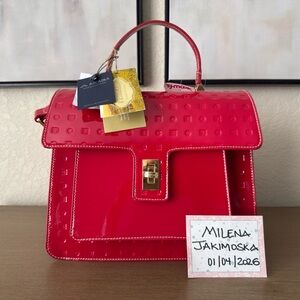 Arcadia Italian Leather Red Handbag